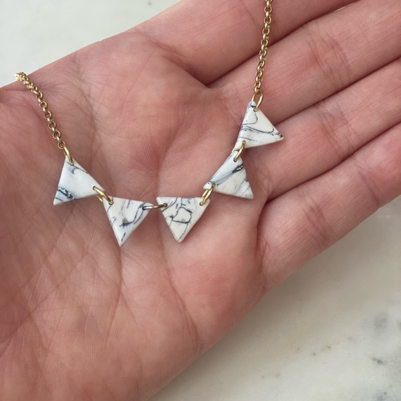 Handmade Polymer Clay Marble and gold chain necklace - Picture 2 of 6